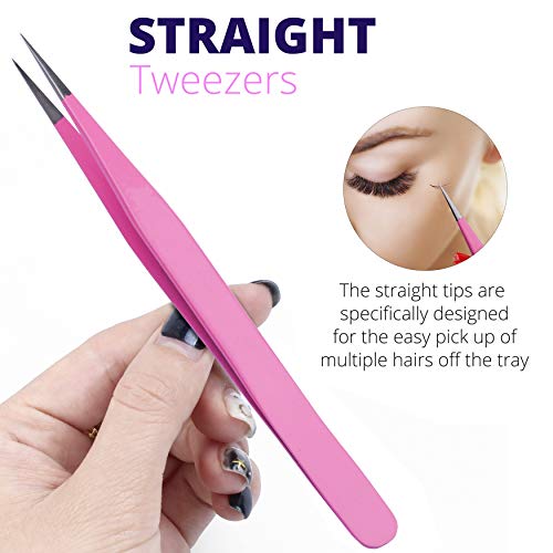 SIVOTE Lash Tweezers for Eyelash Extensions, Hand Calibrated Straight & Curve...