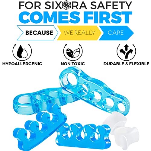 Sixora Premium Gel Toe Separators for Overlapping Toes, Toe Straighteners & S...