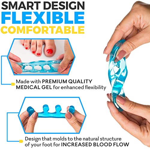 Sixora Premium Gel Toe Separators for Overlapping Toes, Toe Straighteners & S...