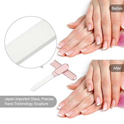 Premium Glass Nail File With Case, Crystal Diamond Salon Best Beauty Nail Buf...