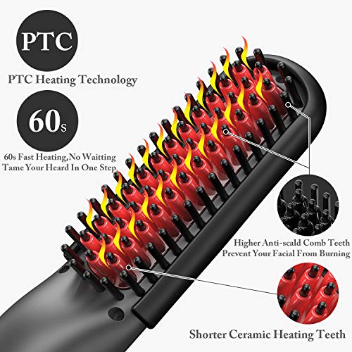 Beard Straightener for Men, Beard Straightening Quick Heated Comb Brush Mini ...