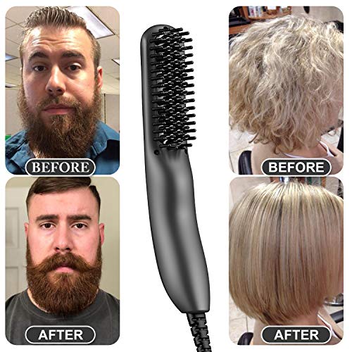 Beard Straightener for Men, Beard Straightening Quick Heated Comb Brush Mini ...