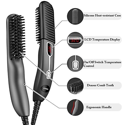 Beard Straightener for Men, Beard Straightening Quick Heated Comb Brush Mini ...