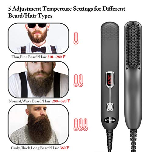 Beard Straightener for Men, Beard Straightening Quick Heated Comb Brush Mini ...