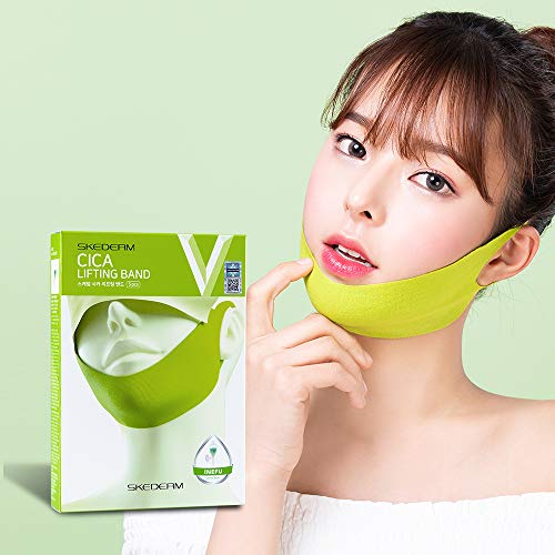 SKEDERM Cica Cool Facial Lifting Mask for Face and Chin Line, Double Chin Red...