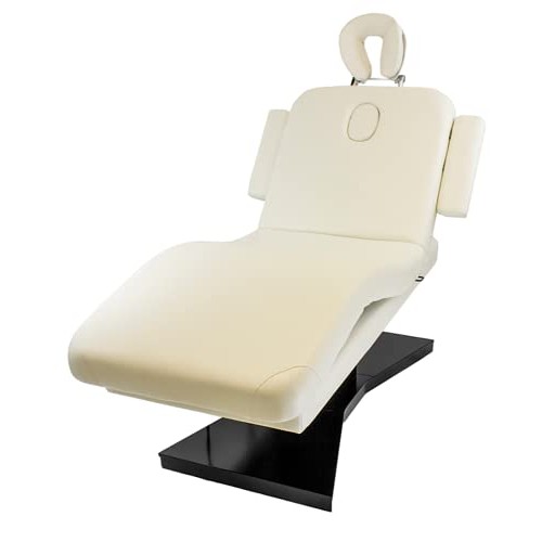 Milo Electric Massage Table, Facial Bed Beige top and Dark Brown Base