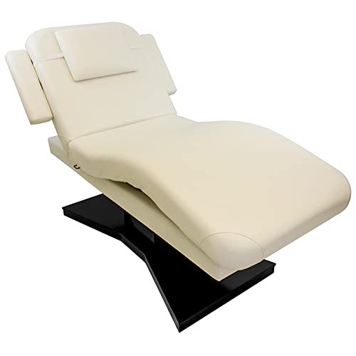 Milo Electric Massage Table, Facial Bed Beige top and Dark Brown Base