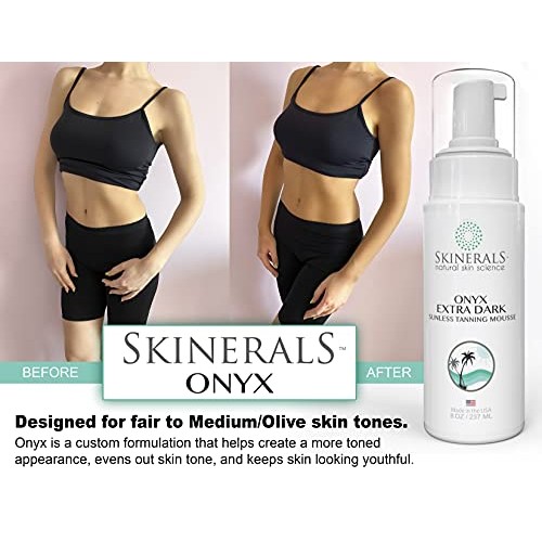 Skinerals Onyx Self Tanner Mousse for Natural Looking Dark Fake Tan for Mediu...