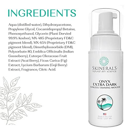 Skinerals Onyx Self Tanner Mousse for Natural Looking Dark Fake Tan for Mediu...