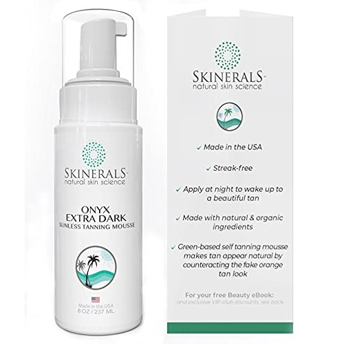 Skinerals Onyx Self Tanner Mousse for Natural Looking Dark Fake Tan for Mediu...