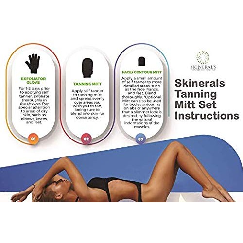 Skinerals Padded Microfiber Applicator Self Tanning Mitt Set with Exfoliator ...