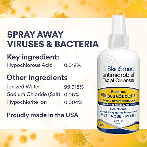 SkinSmart Antimicrobial Facial Cleanser Spray to Remove Viruses and Bacteria ...