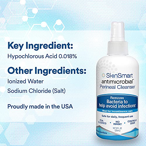 SkinSmart Antimicrobial Perineal Cleanser, Ideal for Incontinence Care and Po...