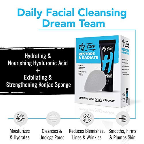 My Face Hyaluronic Acid Face Wash Cream With Collagen Konjac Sponge - Restore...
