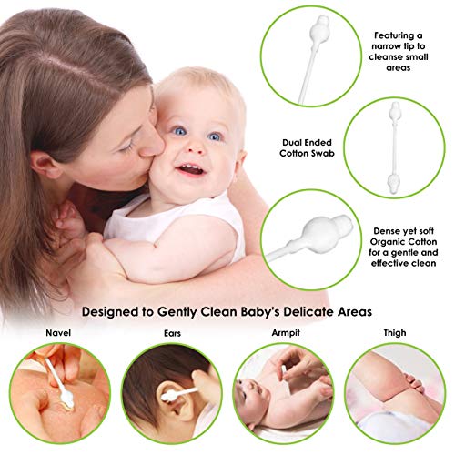 Baby Cotton Swabs (1 pack of 60 ct.), Organic Fragrance and Chlorine-Free Kid...