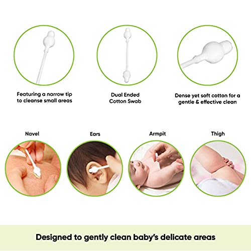 Baby Cotton Swabs (3 packs of 60 ct. Total 180), Organic Fragrance and Chlori...