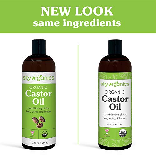 Castor Oil USDA Organic Cold-Pressed (16oz) 100% Pure Hexane-Free Castor Oil ...