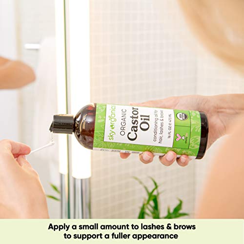 Castor Oil USDA Organic Cold-Pressed (16oz) 100% Pure Hexane-Free Castor Oil ...