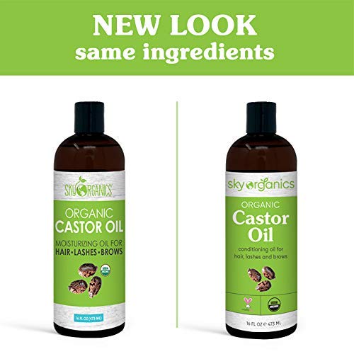 Castor Oil USDA Organic Cold-Pressed (16oz x 2 Pack) 100% Pure Hexane-Free Ca...