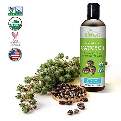 Castor Oil USDA Organic Cold-Pressed (16oz x 2 Pack) 100% Pure Hexane-Free Ca...
