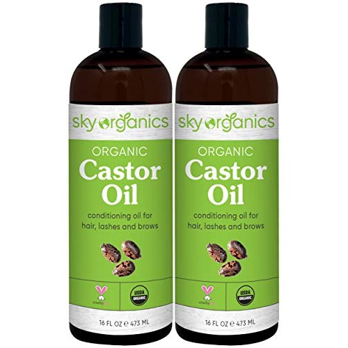 Castor Oil USDA Organic Cold-Pressed (16oz x 2 Pack) 100% Pure Hexane-Free Ca...