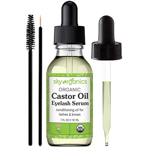 Organic Castor Oil Eyelash Serum by Sky Organics (1 oz) USDA Organic Cold-Pre...