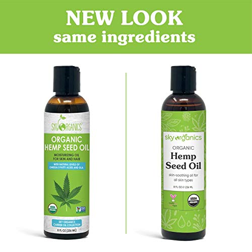 Organic Hemp Seed Oil by Sky Organics (8 oz) Cold-Pressed USDA Organic 100% P...