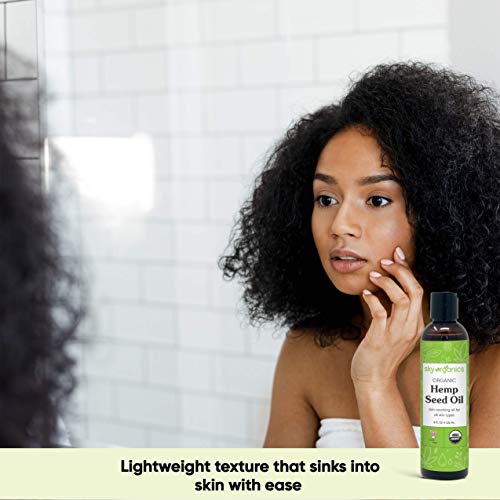 Organic Hemp Seed Oil by Sky Organics (8 oz) Cold-Pressed USDA Organic 100% P...