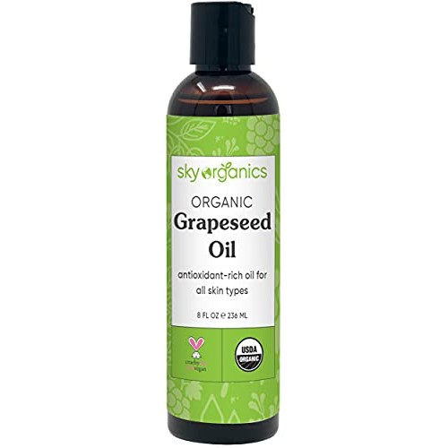 USDA Certified Organic Grapeseed Oil by Sky Organics (8oz) 100% Pure, Natural...