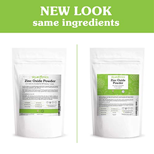 Zinc Oxide Powder by Sky Organics (16 oz) Uncoated Non-Nano Zinc Oxide Minera...
