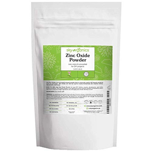 Zinc Oxide Powder by Sky Organics (16 oz) Uncoated Non-Nano Zinc Oxide Minera...