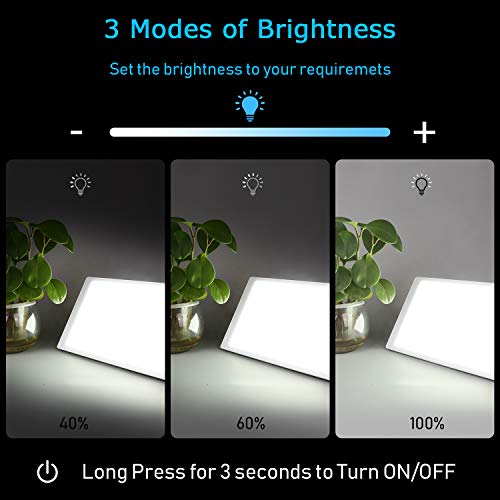 Light Therapy Lamp, 10000 Lux UV-Free Bright White, Adjustable Brightness, Ti...