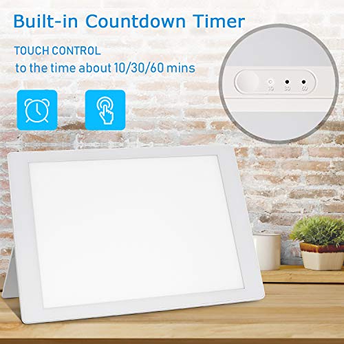 Light Therapy Lamp, 10000 Lux UV-Free Bright White, Adjustable Brightness, Ti...