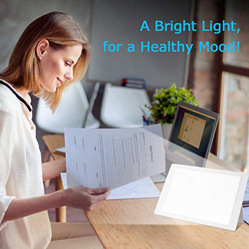 Light Therapy Lamp, 10000 Lux UV-Free Bright White, Adjustable Brightness, Ti...