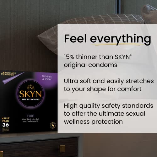 SKYN Elite – 36 Count – Ultra-Thin, Lubricated Latex-Free Condoms