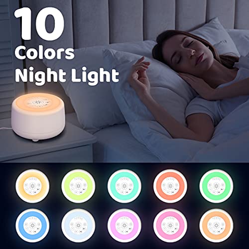 Sleepbox Sound White Noise Machine with 25 Soothing Sounds and 10 Colors Warm...