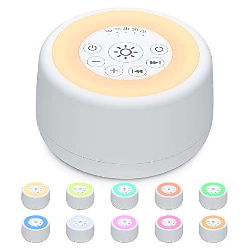 Sleepbox Sound White Noise Machine with 25 Soothing Sounds and 10 Colors Warm...