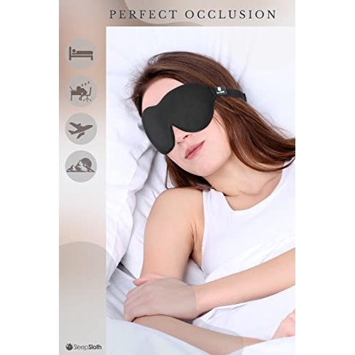 SleepSloth Sleep Eye Mask, 3D Contoured 100% Blackout Eye Mask, Sleep Mask wi...