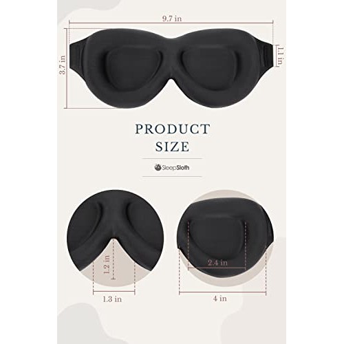 SleepSloth Sleep Eye Mask, 3D Contoured 100% Blackout Eye Mask, Sleep Mask wi...