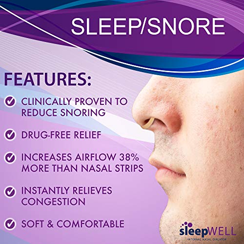 sleepWELL Sleep/Snore Internal Nasal Dilator for Snoring Relief, Congestion R...