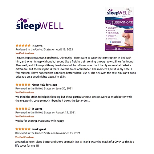 sleepWELL Sleep/Snore Internal Nasal Dilator for Snoring Relief, Congestion R...