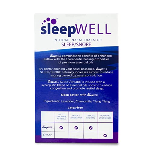 sleepWELL Sleep/Snore Internal Nasal Dilator for Snoring Relief, Congestion R...
