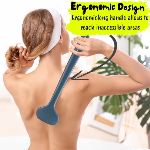 Slick- Back Scrubber for Shower, 14.3”, Shower Back Brush, Body Brush, Body S...