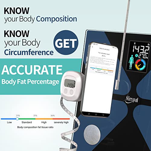 Slimpal Smart Scale for Body Weight and Body Fat Tape Measure Combo via Bluet...