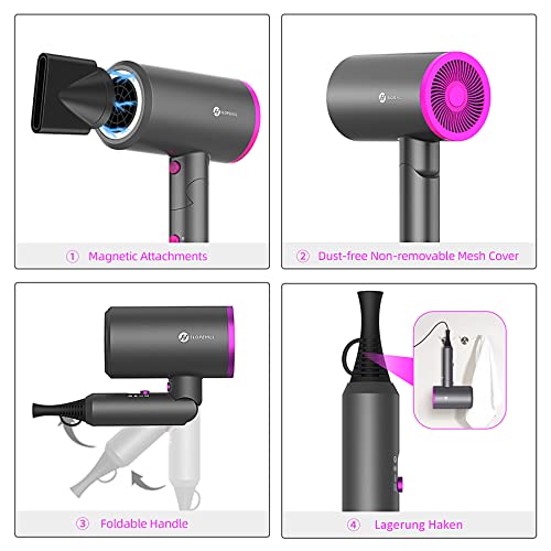 Hair Dryer, slopehill (Safety Upgraded) 1800W Professional Ionic Hairdryer fo...