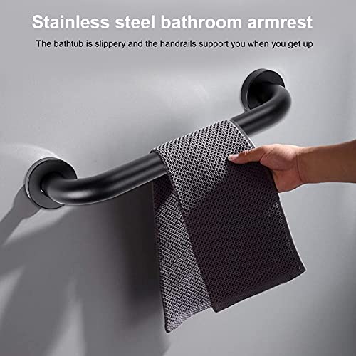 16 Inch Shower Grab Bar Black 304 Stainless Steel Bathroom Balance Bar Safety...