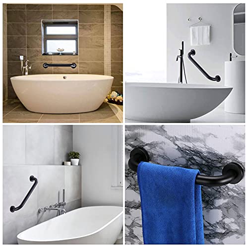 16 Inch Shower Grab Bar Black 304 Stainless Steel Bathroom Balance Bar Safety...