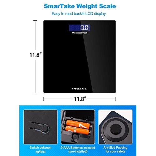 Weight Scale, SmarTake Precision Digital Body Bathroom Scale with Step-On Tec...