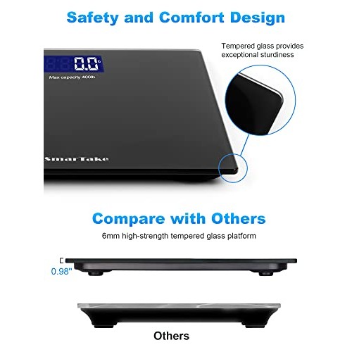 Weight Scale, SmarTake Precision Digital Body Bathroom Scale with Step-On Tec...