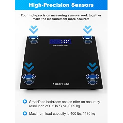 Weight Scale, SmarTake Precision Digital Body Bathroom Scale with Step-On Tec...